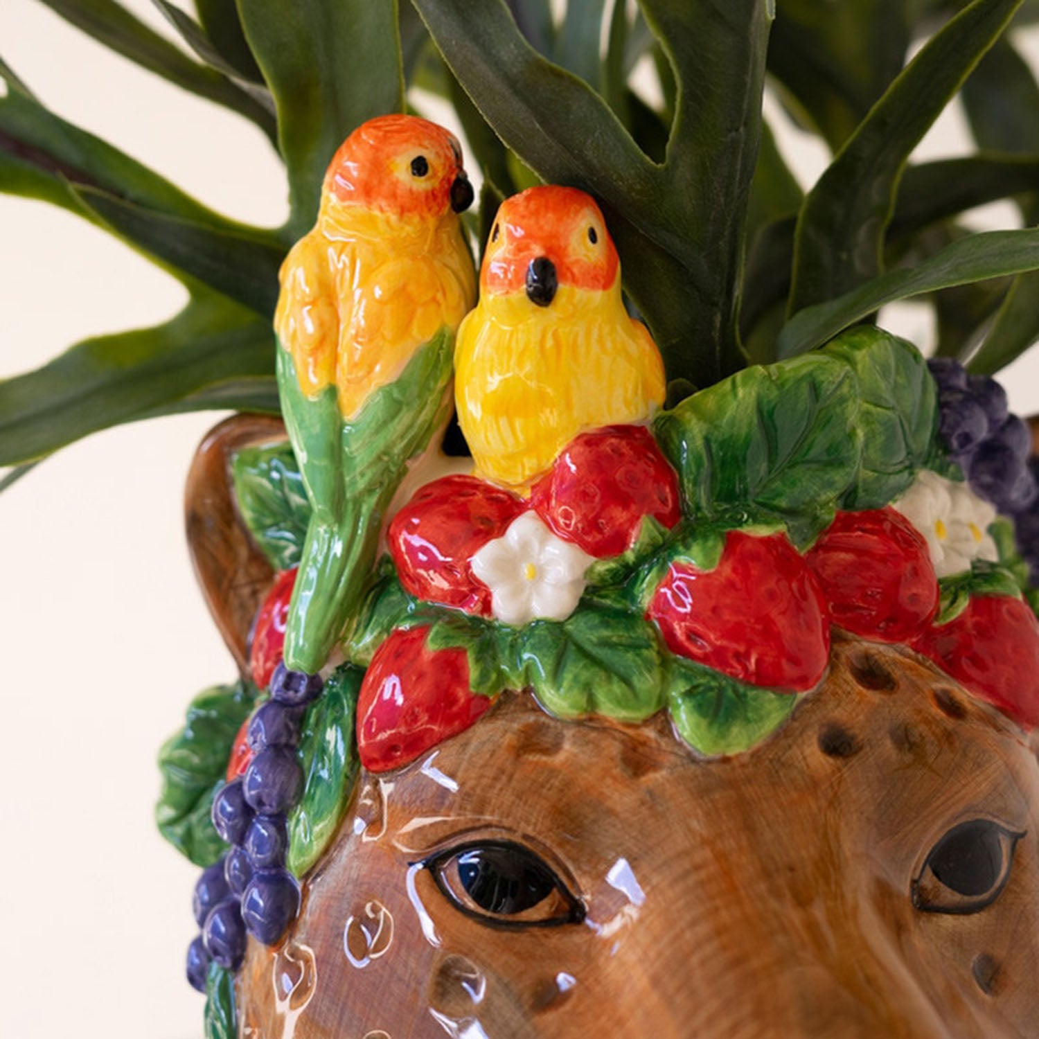Top-down view showing the opening of the cheetah vase