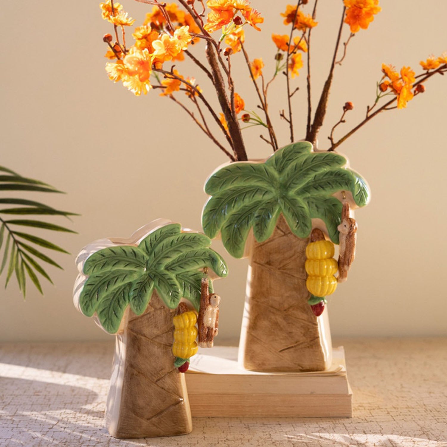 Palm Tree Vase Set of 2