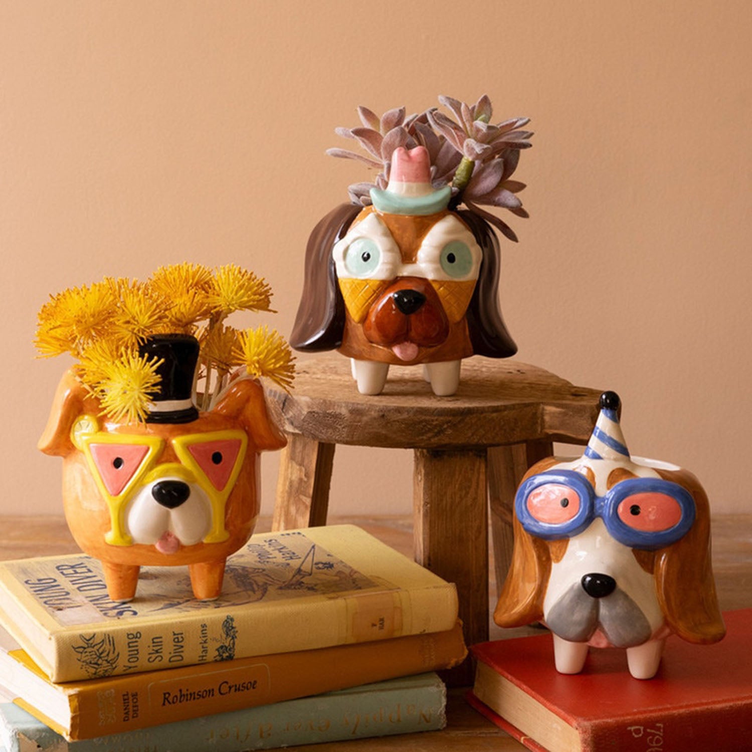 Party Puppy Planter Set of 3