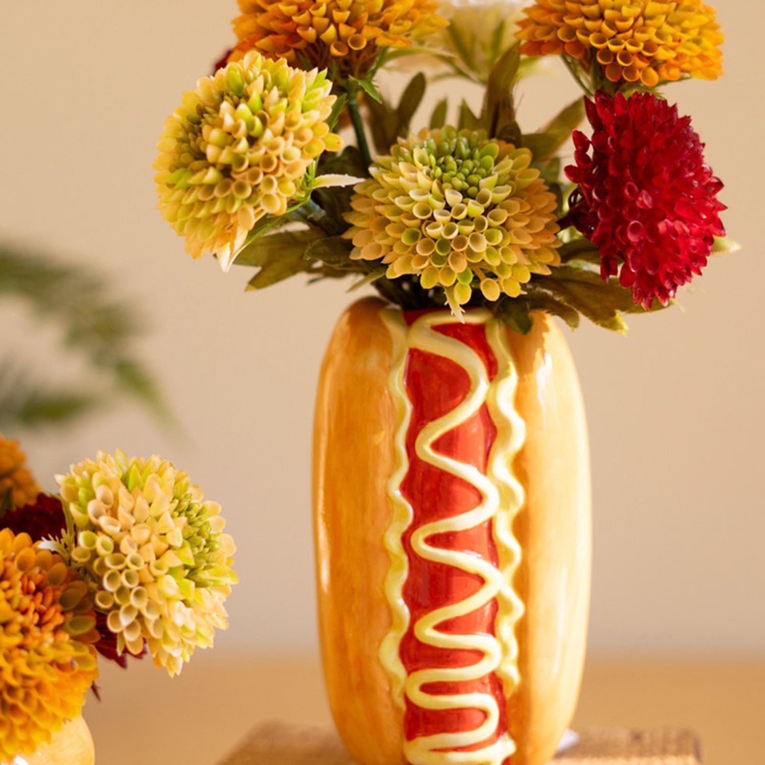 Hamburger and Hotdog Vase Set of 2
