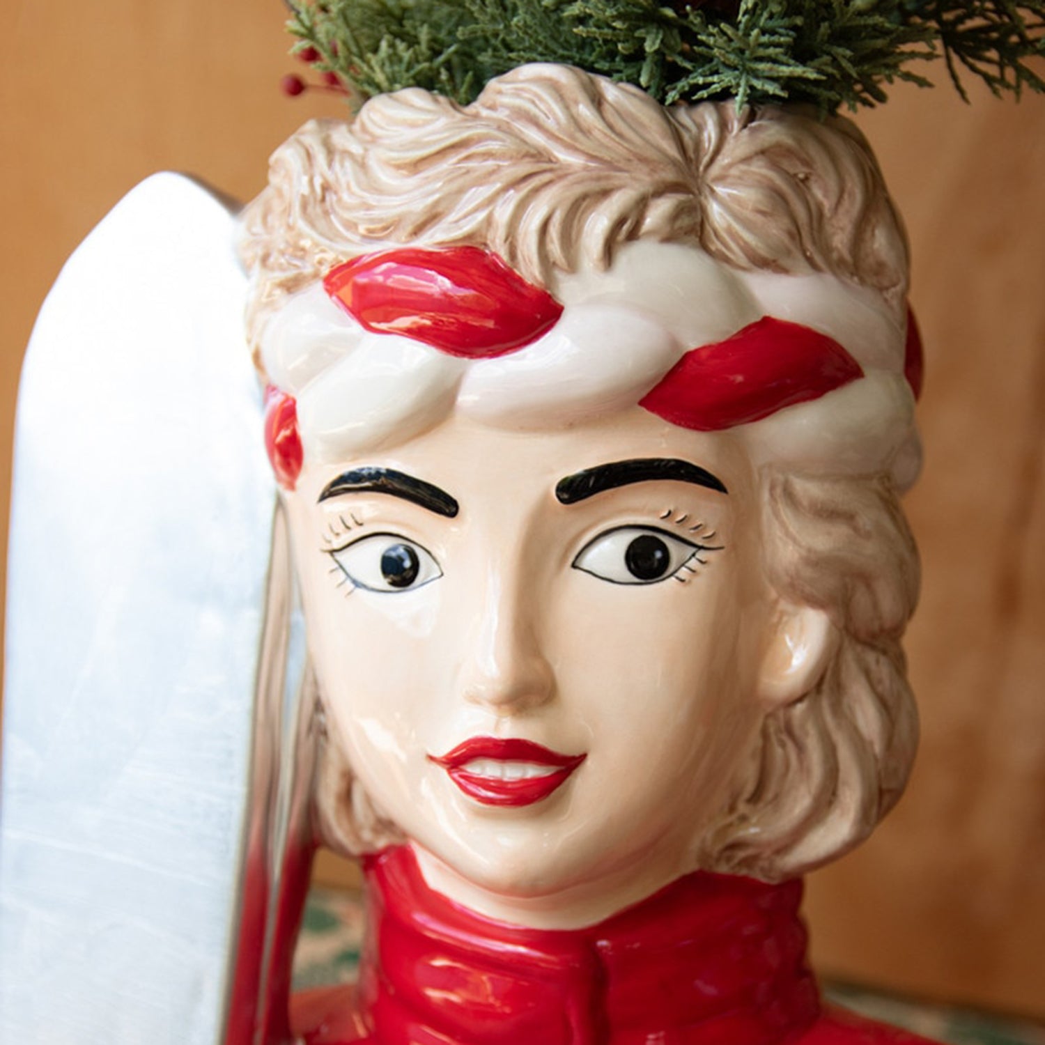 Ceramic Snow Skier Women Vase