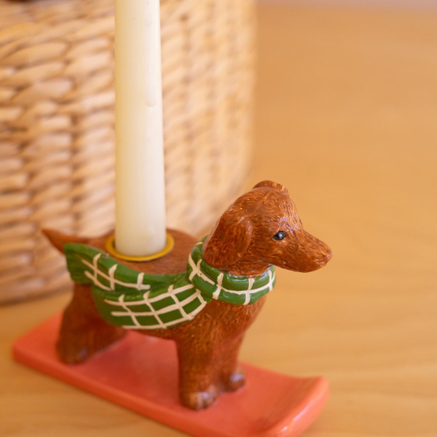 Ceramic Christmas Dog Taper Candle Holder Set of 5