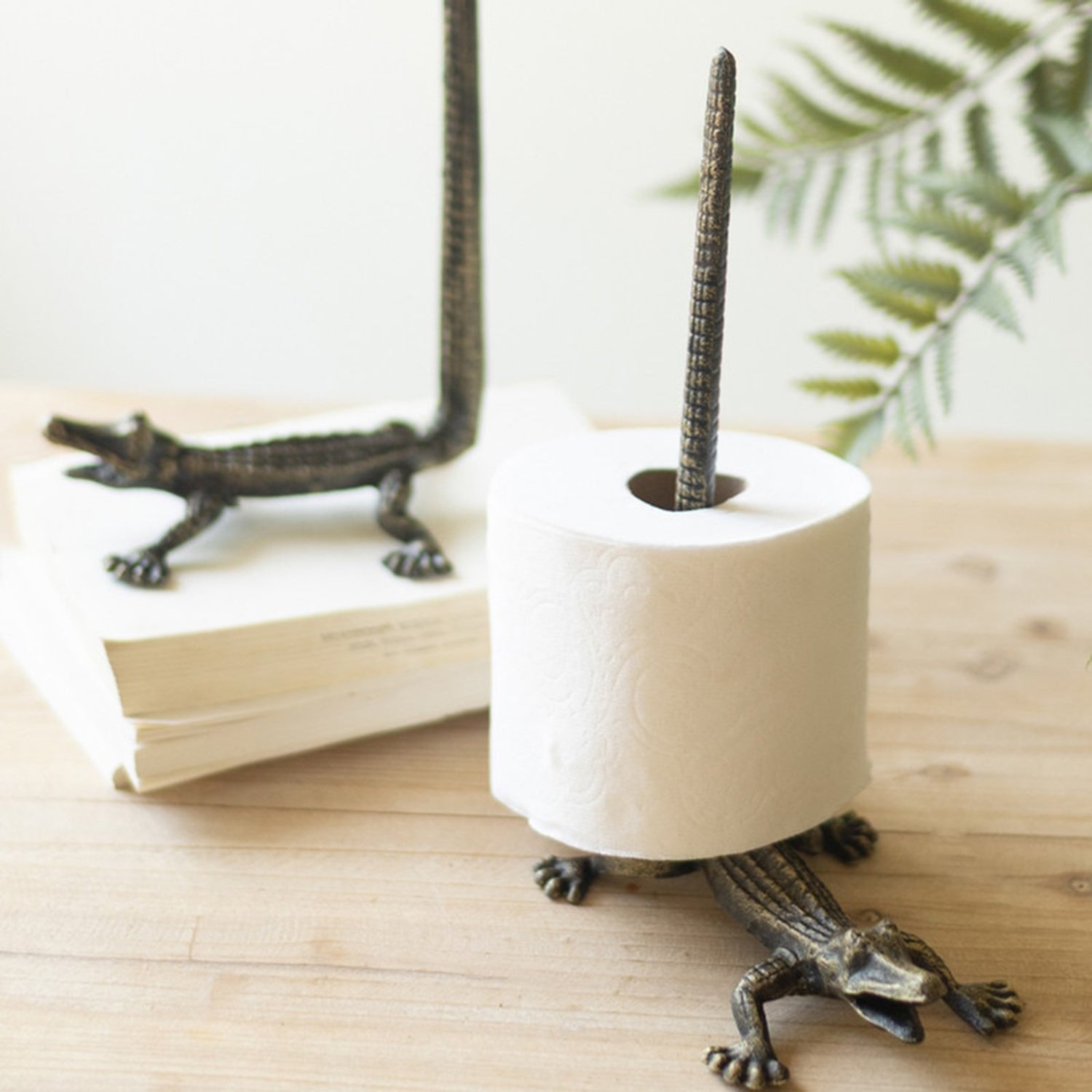 Cast Iron Crocodile Paper Towel Holder