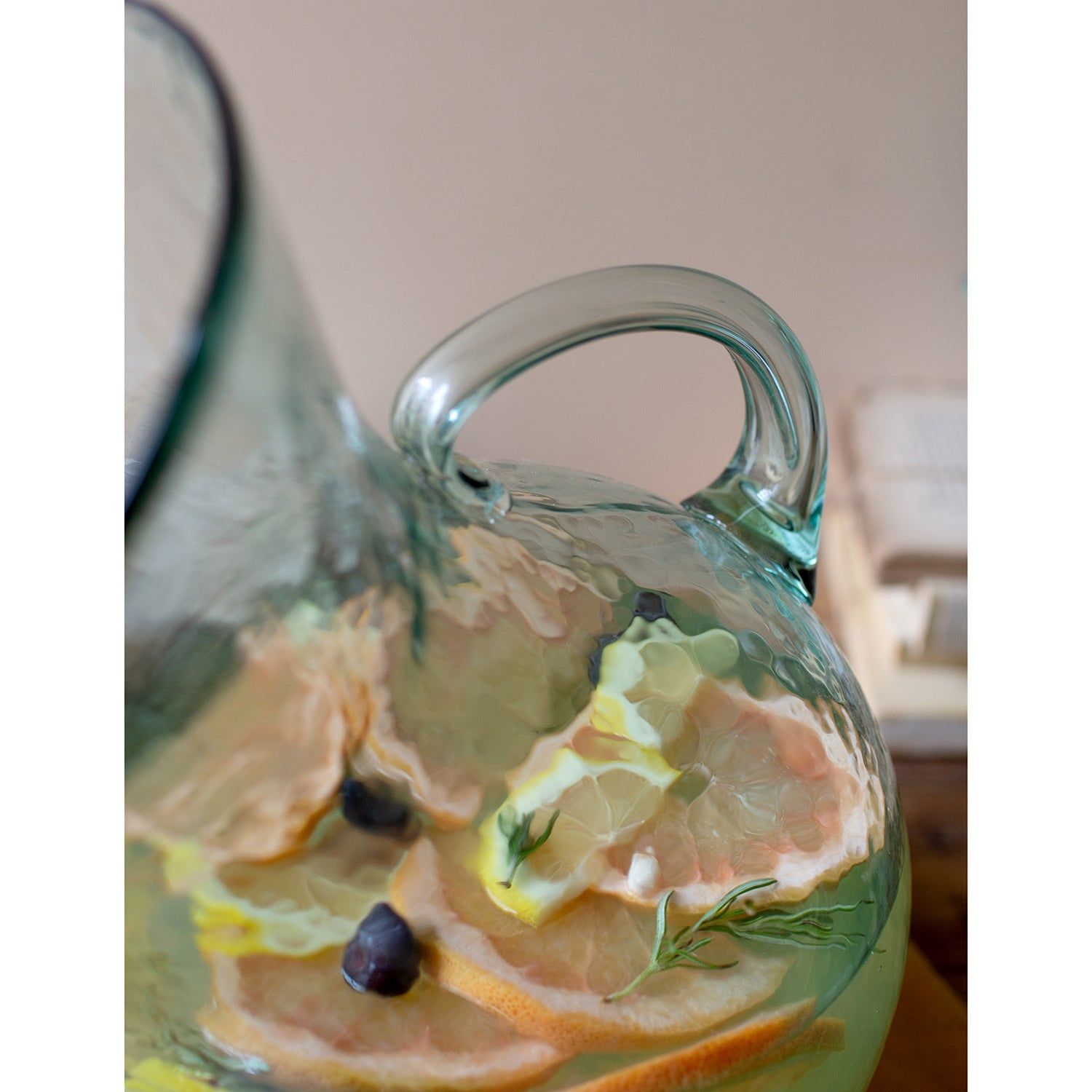 Tilted Large Glass Pitcher