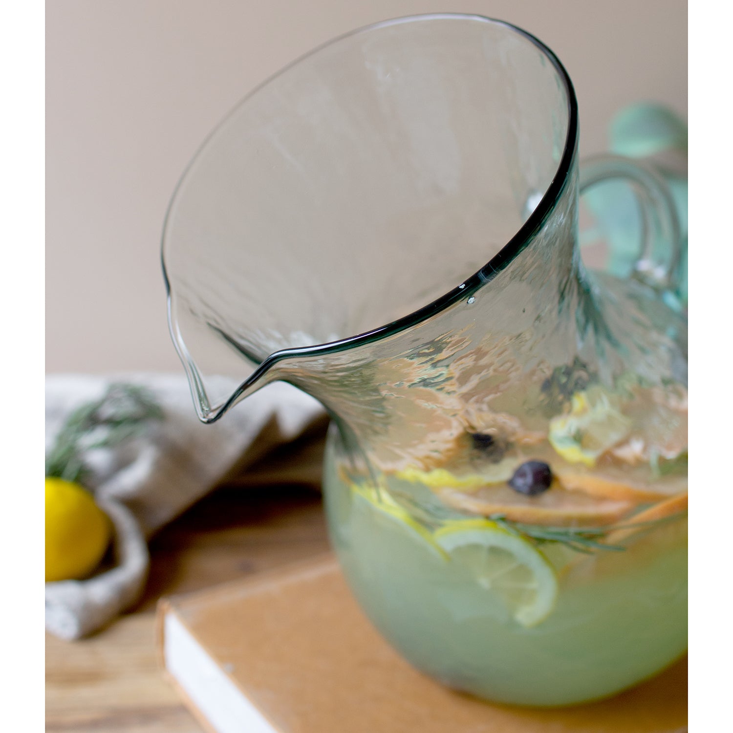 Tilted Large Glass Pitcher