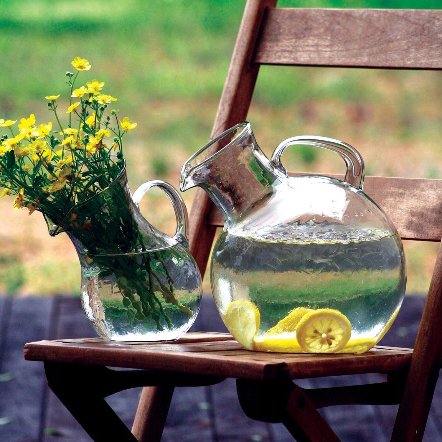 Small Glass Tilted Pitcher
