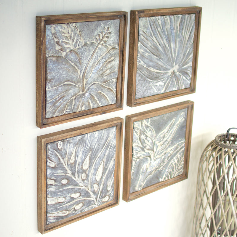 Tropical Pressed Metal Wall Accent Set of 4