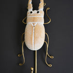 Carved Wood and Wire Beetle Wall Hook Set of 3