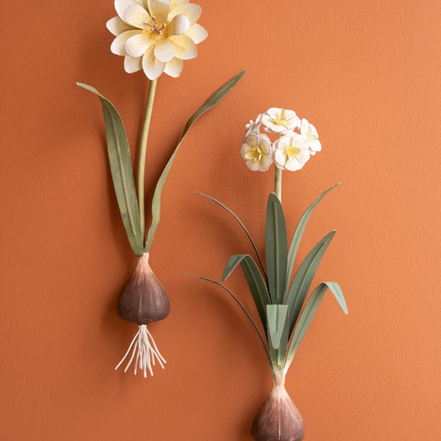 Painted Metal Flower Wall Sconce Set of 2