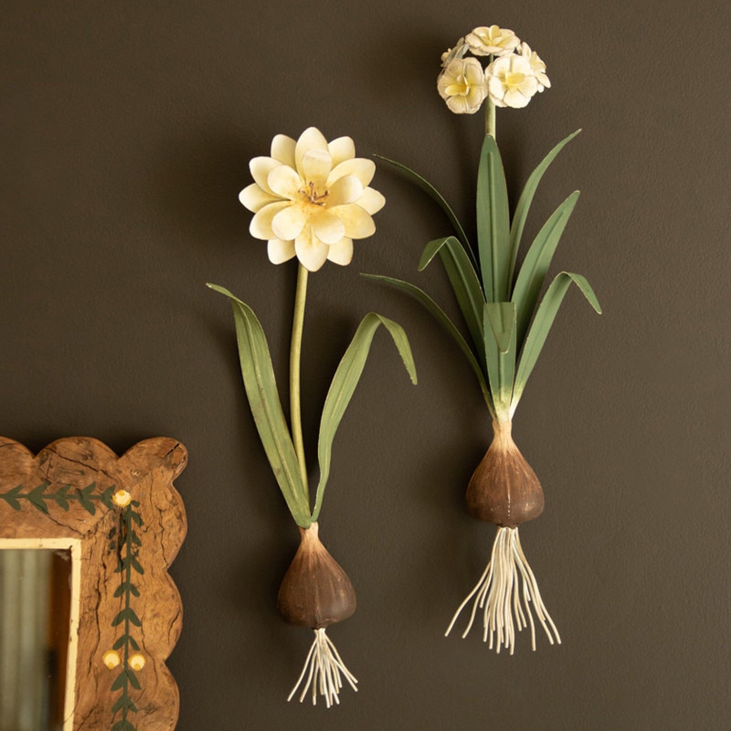 Painted Metal Flower Wall Sconce Set of 2