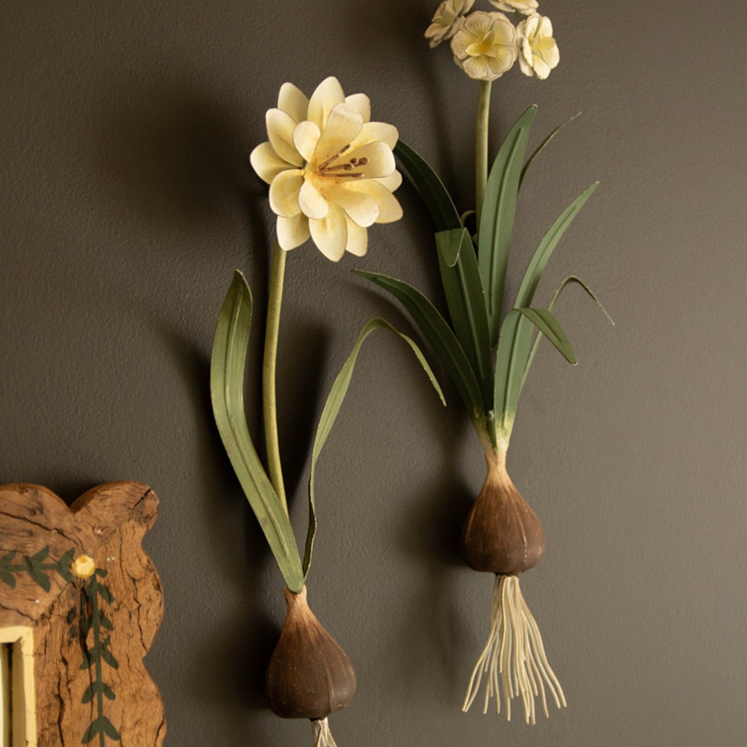 Painted Metal Flower Wall Sconce Set of 2