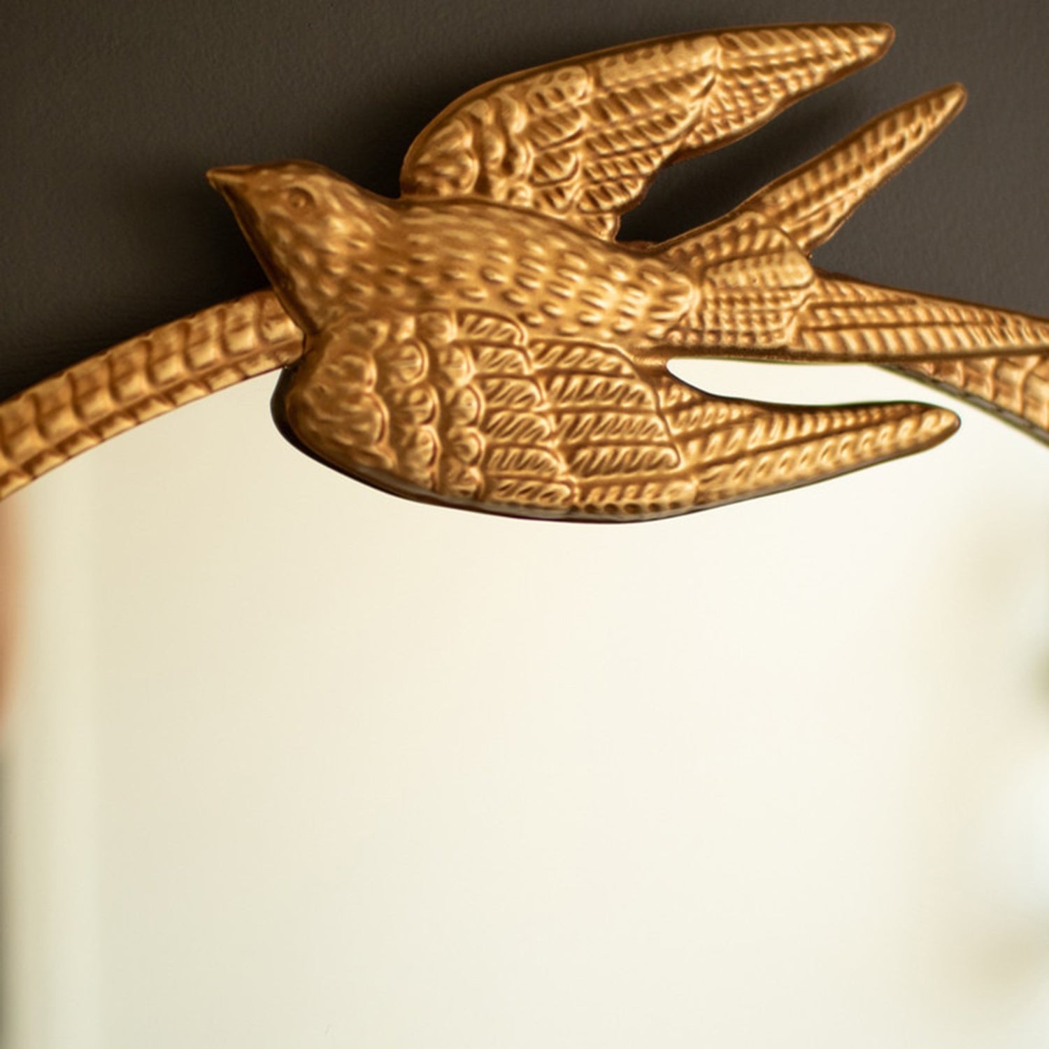 Antique Gold Metal Framed Mirror with Bird