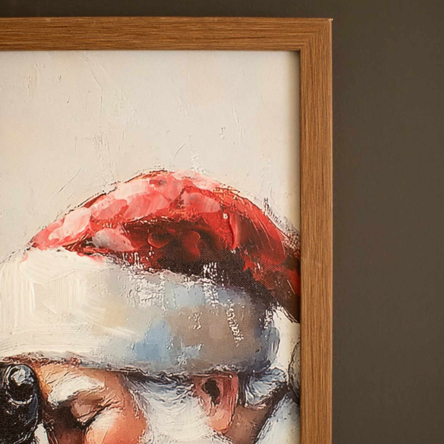 Santa and Deer Framed Canvas Paint over Print