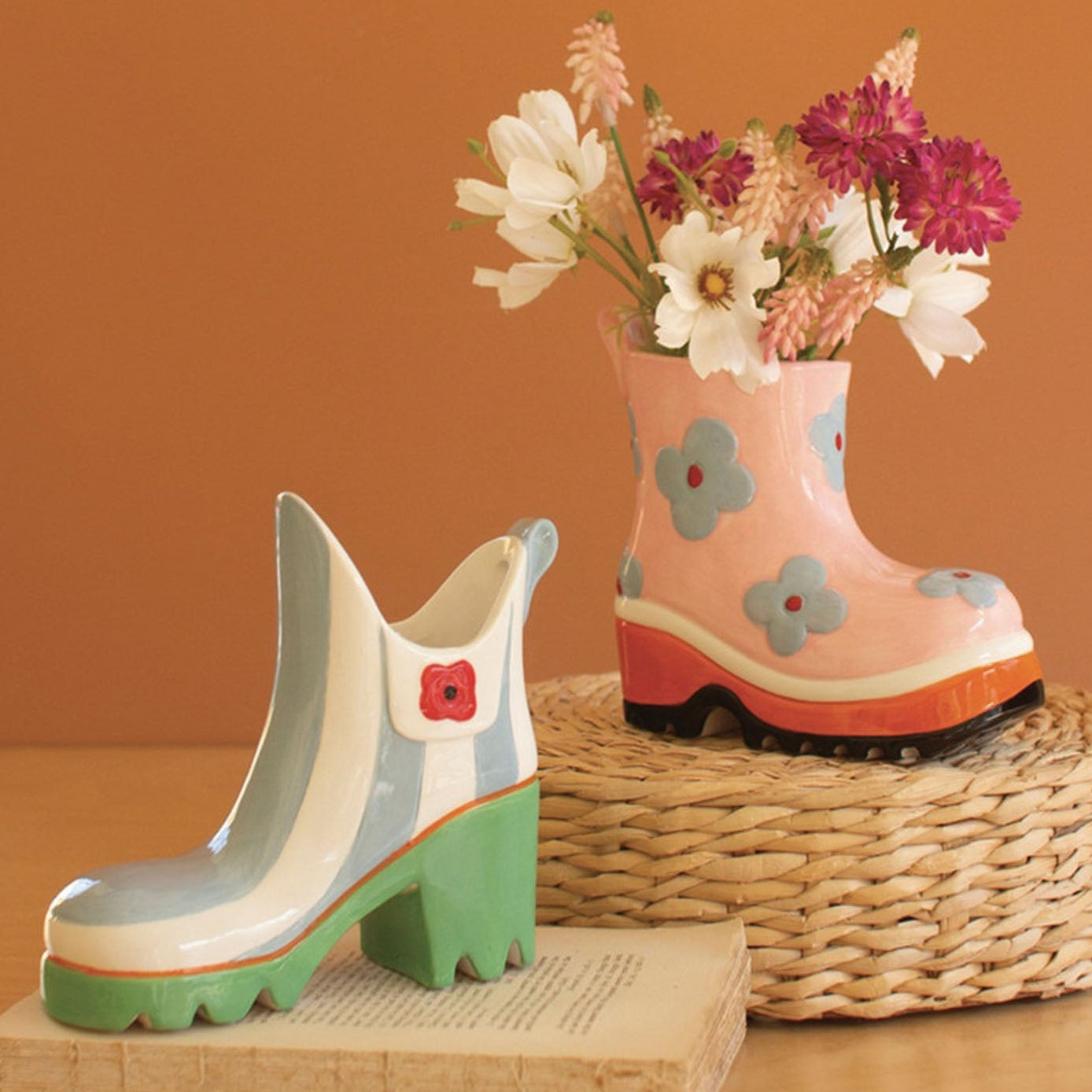 Rubber Boot Vase Set of 2