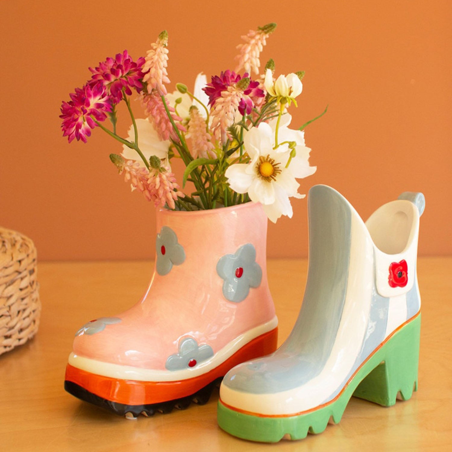 Rubber Boot Vase Set of 2