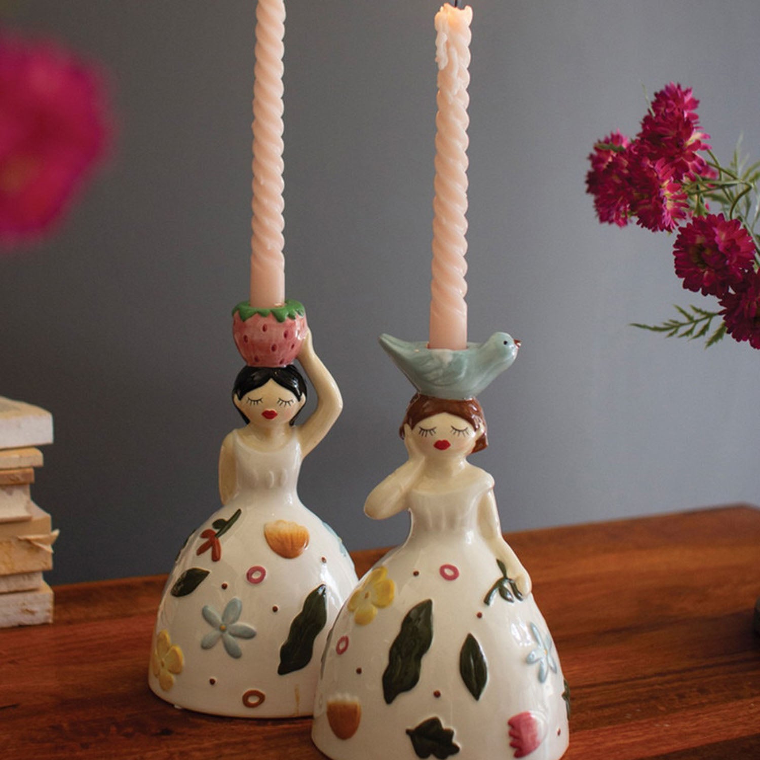 Girl Taper Candle Holder Set of 2