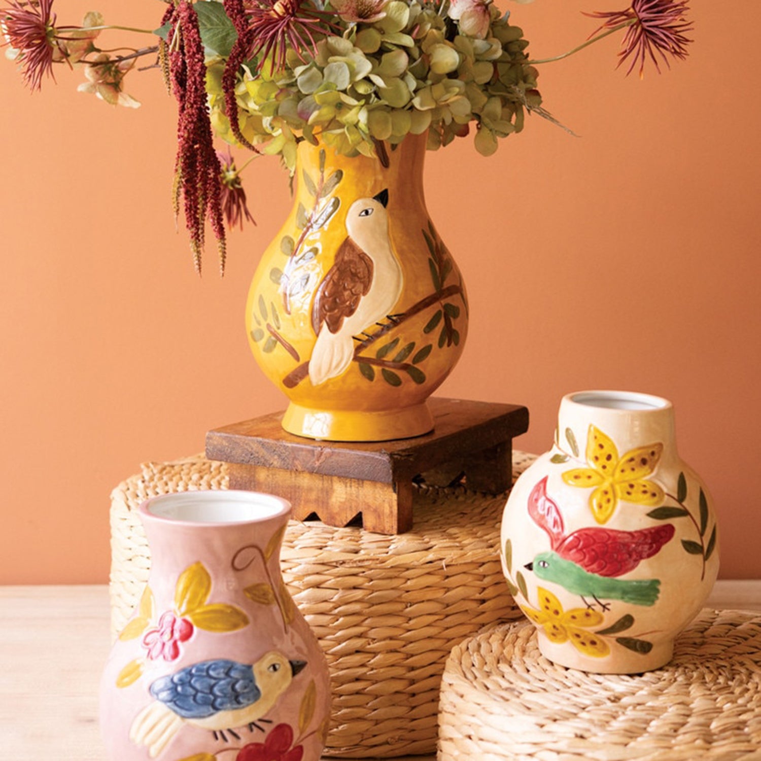 Ceramic Bird Vase Set of 3
