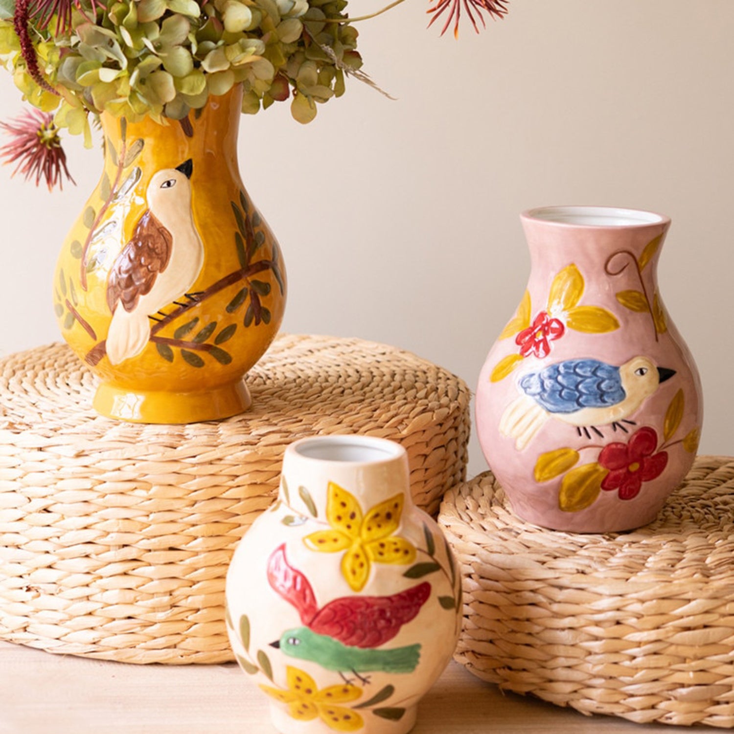 Ceramic Bird Vase Set of 3