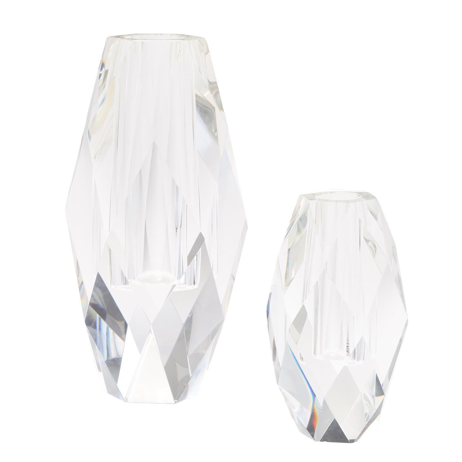 Oval Faceted Vase Set of 2