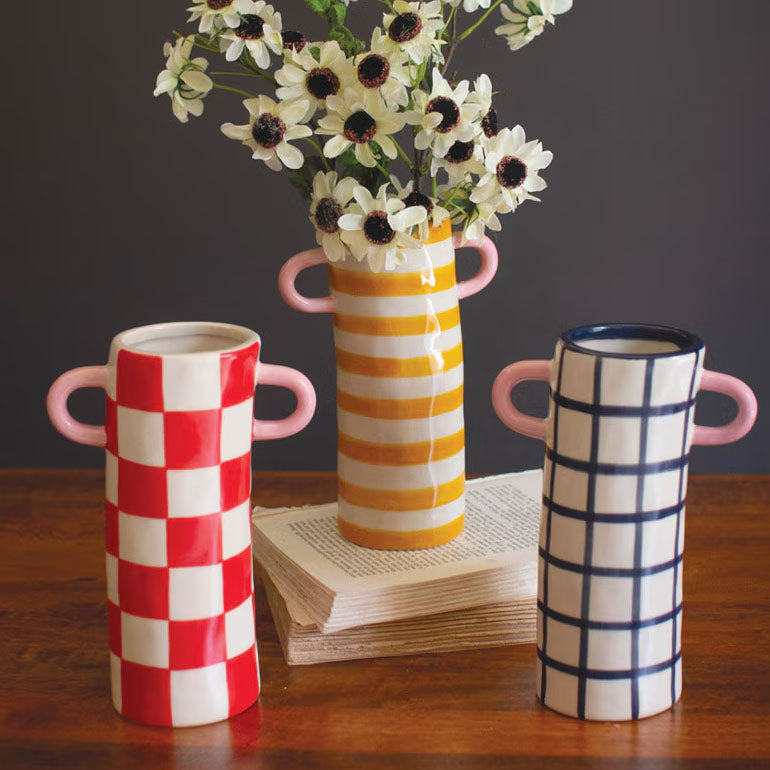 Cylinder Vase with Handles Set of 3