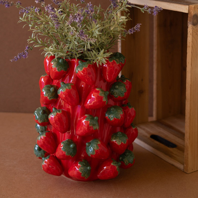 Strawberries Ceramic Vase
