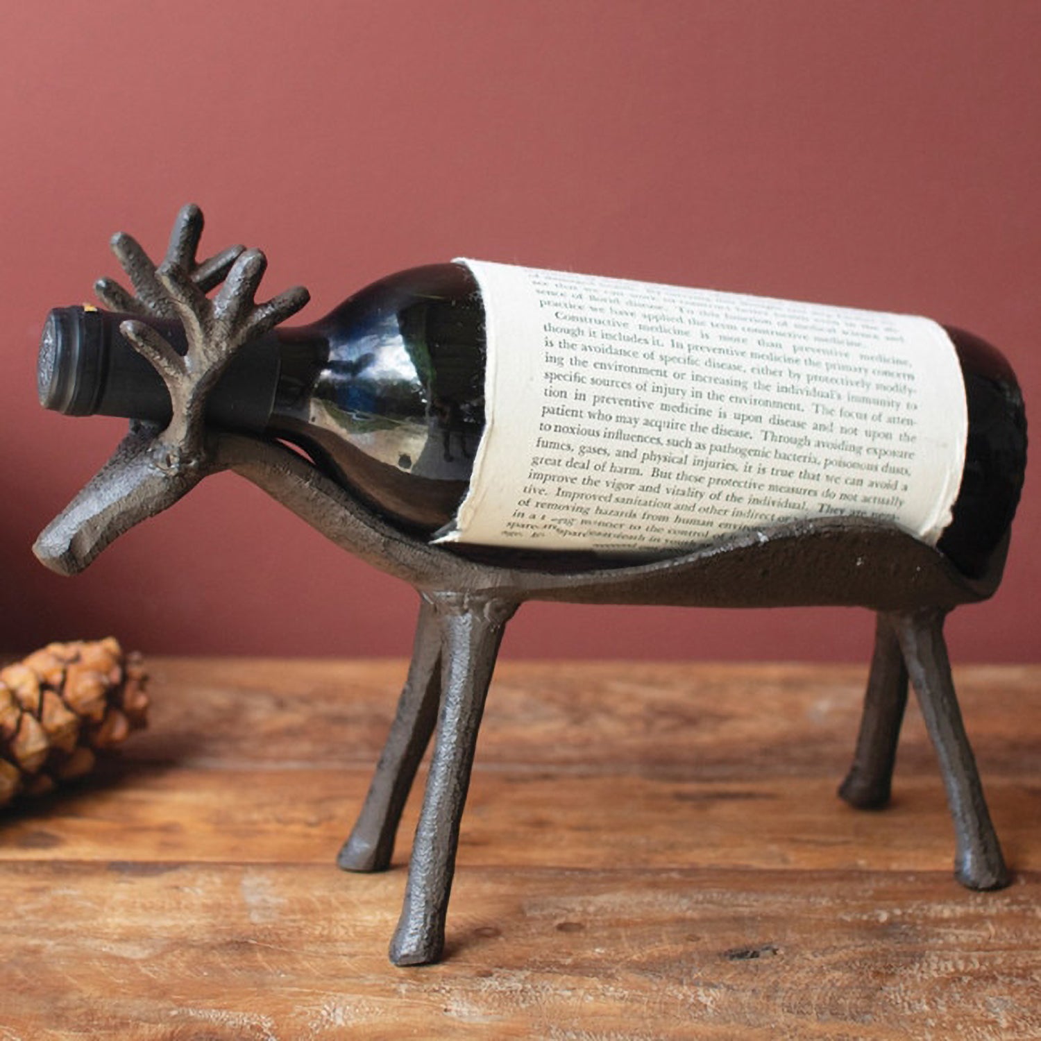 Cast Iron Reindeer Wine Bottle Holder