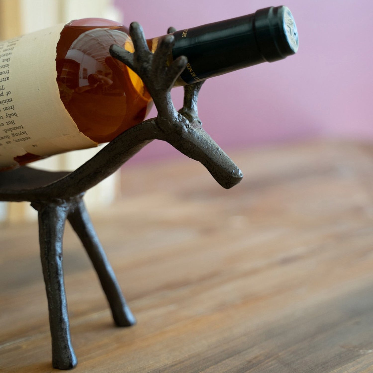 Cast Iron Reindeer Wine Bottle Holder
