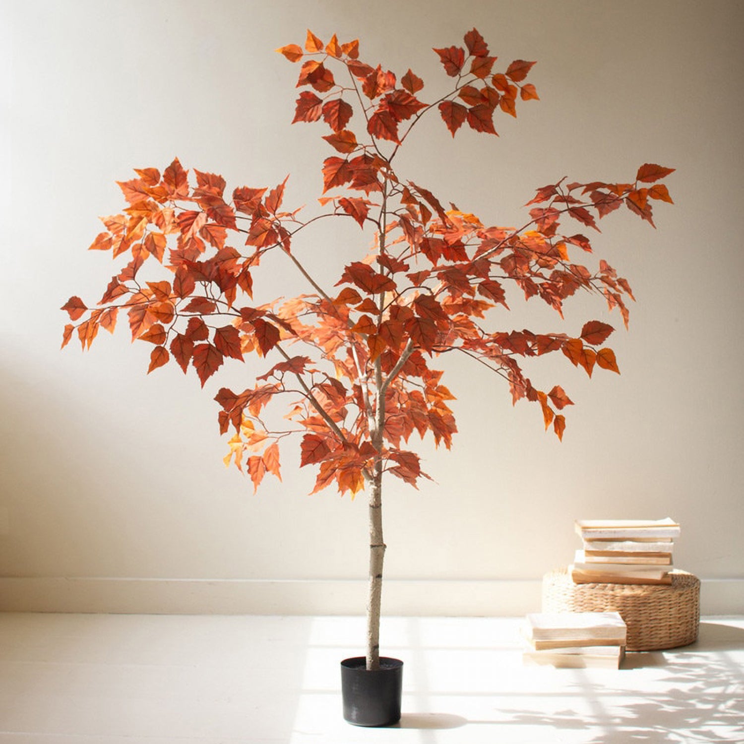 Autumn Birch Faux Tree in a Black Plastic Pot