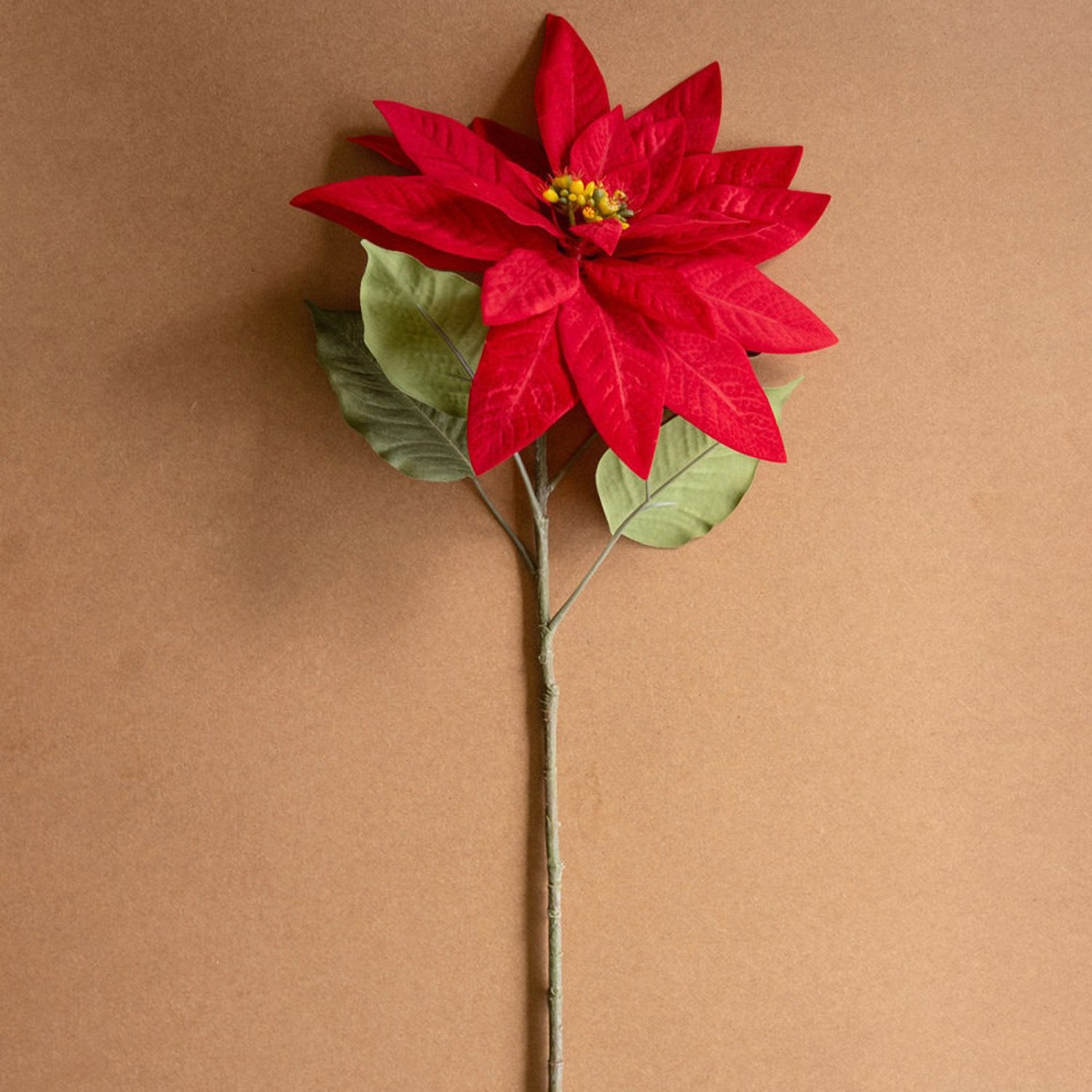 Red Poinsettia Faux Plant Stem Set of 6
