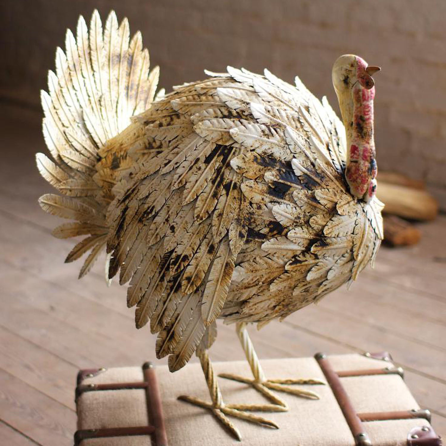 Turkey Painted Shell Antique Painted Turkey Statue – Paynes Gray
