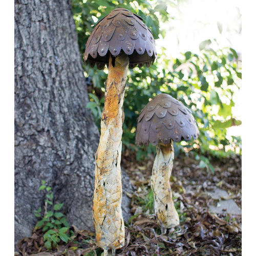 Mushroom Outdoor Yard Art Set of 2