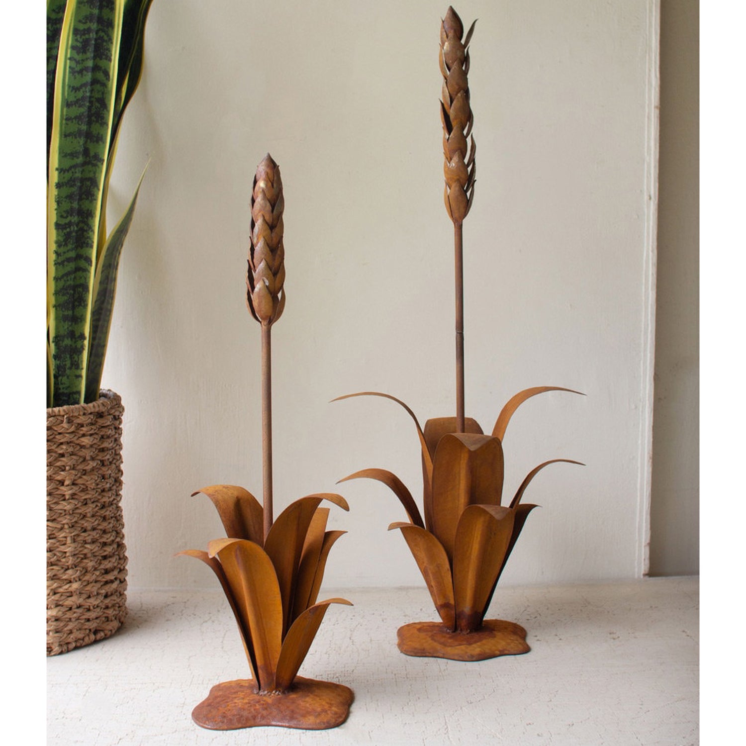 Rustic Metal Aloe Plant Set of 2