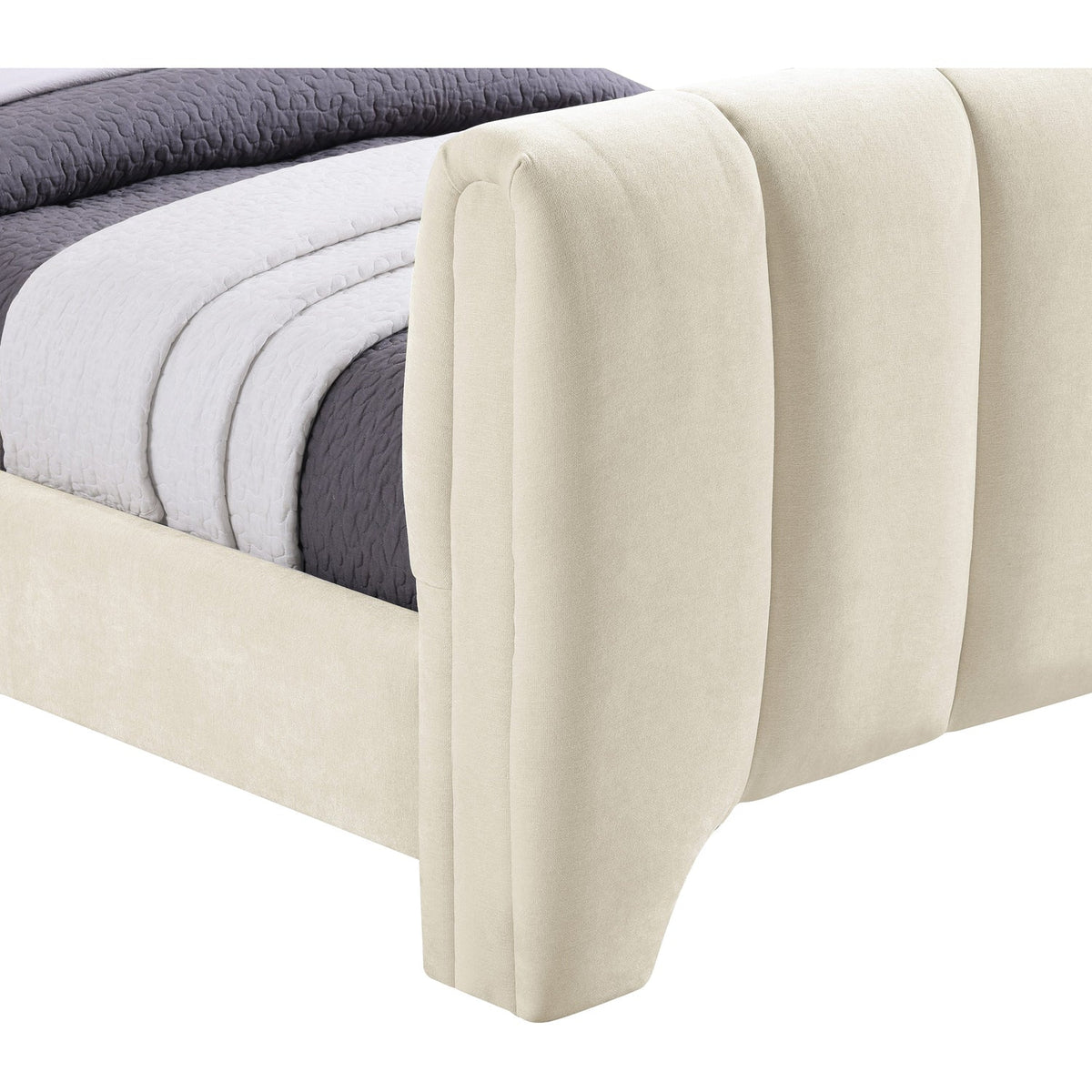 Camila Beige Chenille Fabric Upholstered Bed