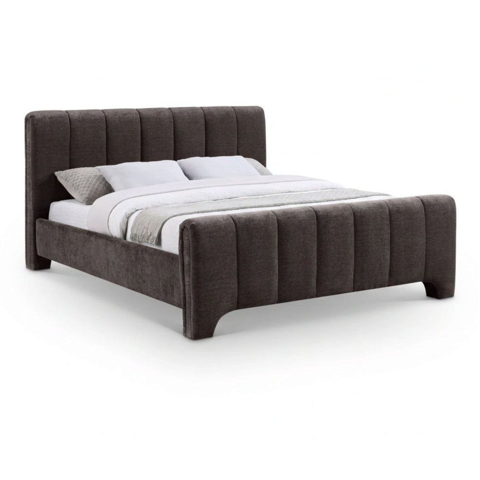 Camila Brown Chenille Fabric Upholstered Bed