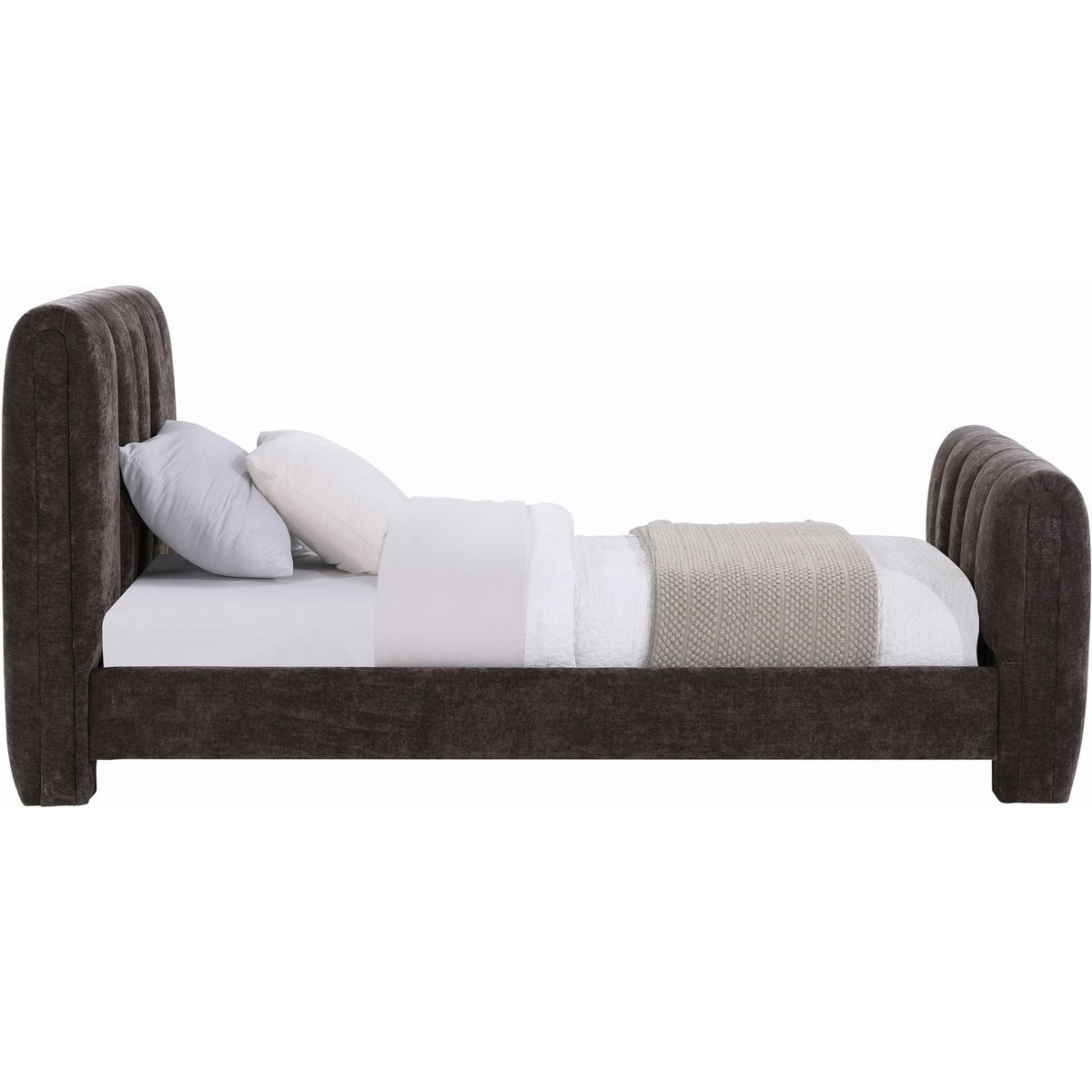 Camila Brown Chenille Fabric Upholstered Bed