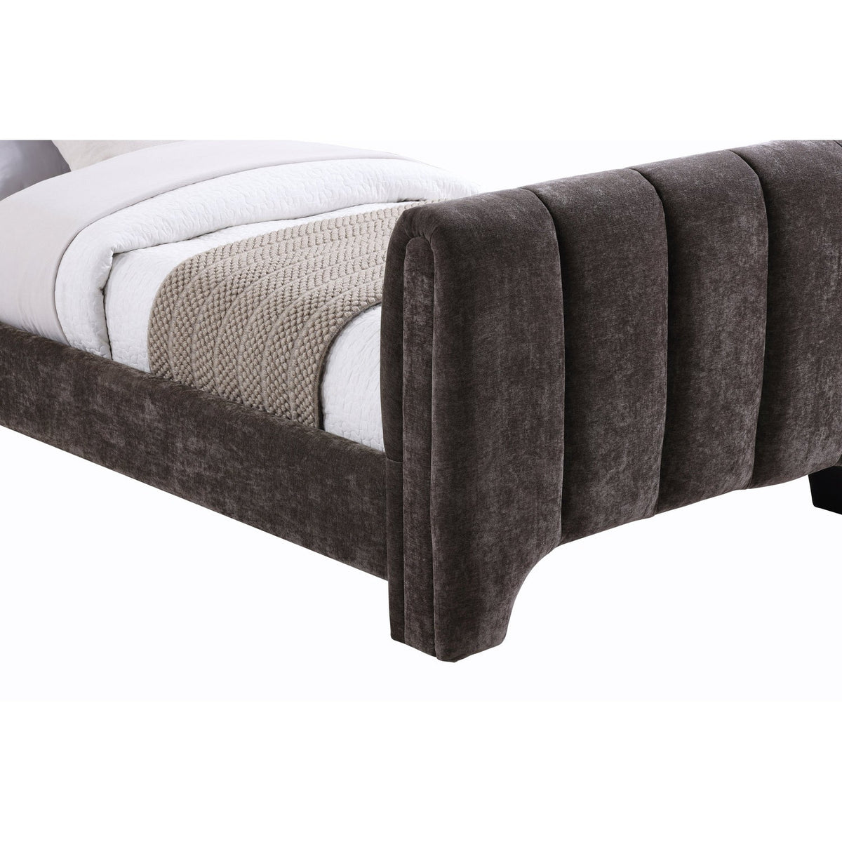 Camila Brown Chenille Fabric Upholstered Bed