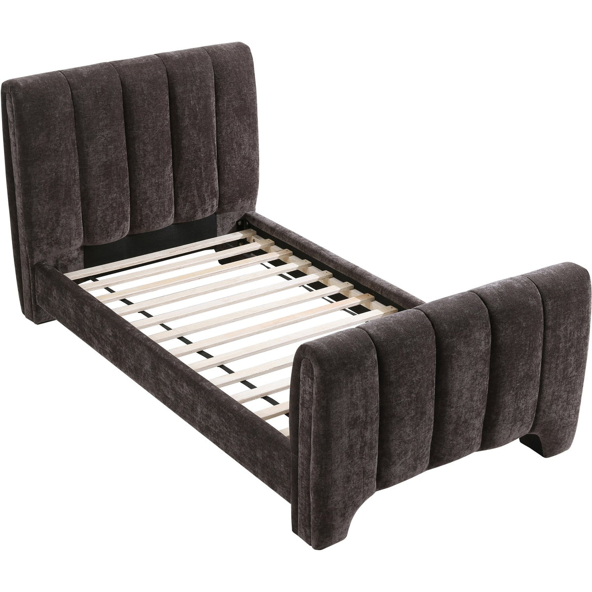 Camila Brown Chenille Fabric Upholstered Bed