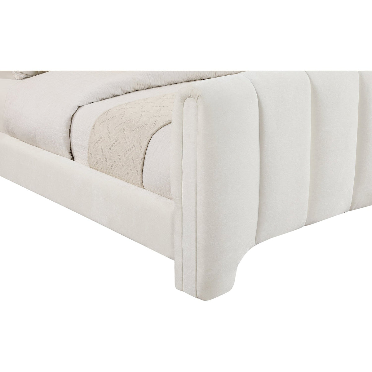 Camila Cream Chenille Fabric Upholstered Bed