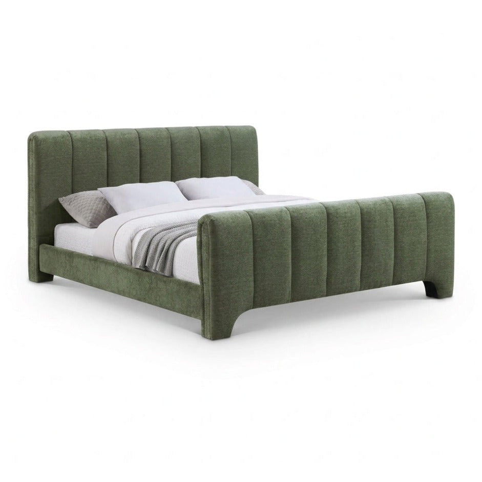 Camila Green Chenille Fabric Upholstered Bed
