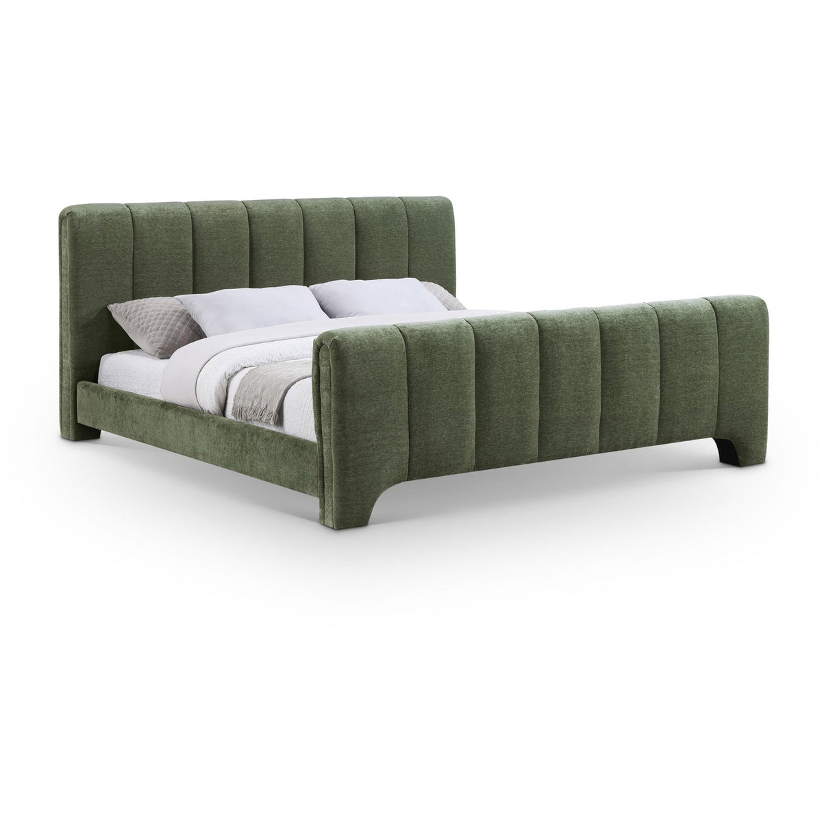 Camila Green Chenille Fabric Upholstered Bed