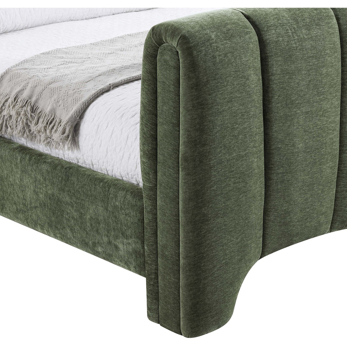 Camila Green Chenille Fabric Upholstered Bed