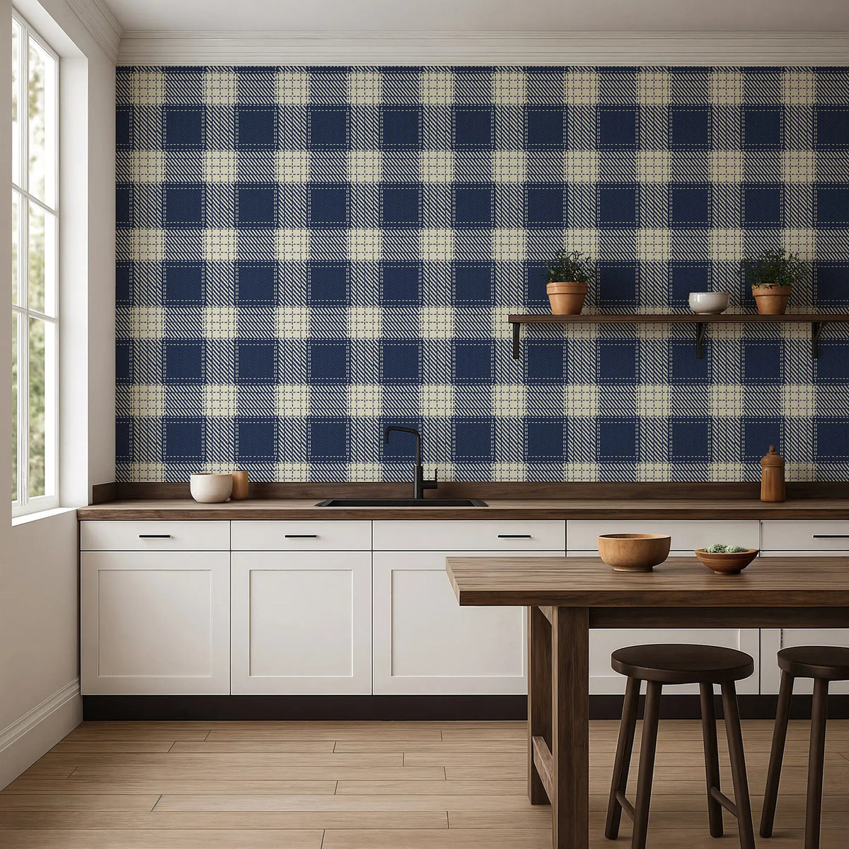 Mitchell Black Campers Plaid Wallpaper