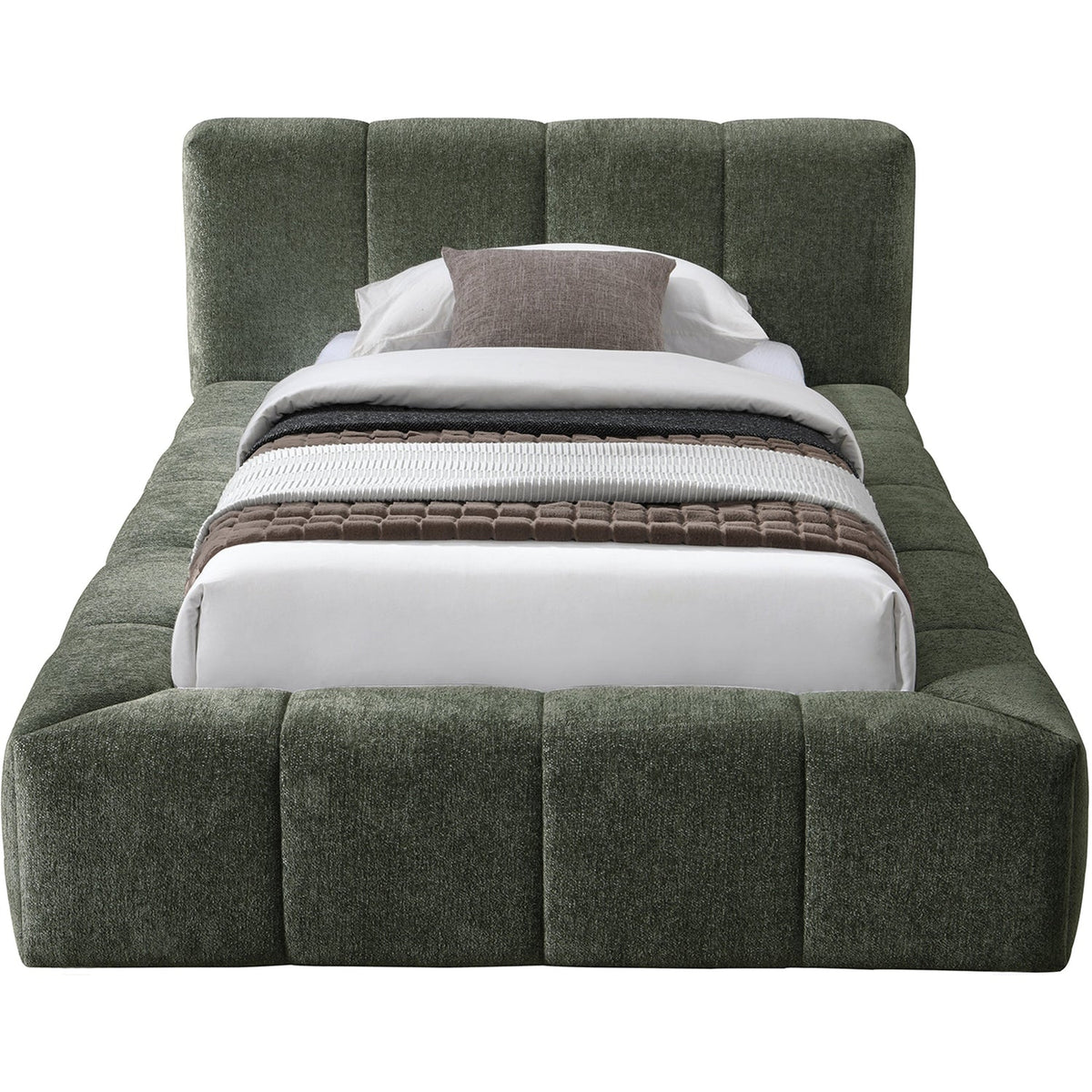 Carlin Olive Chenille Fabric Upholstered Bed
