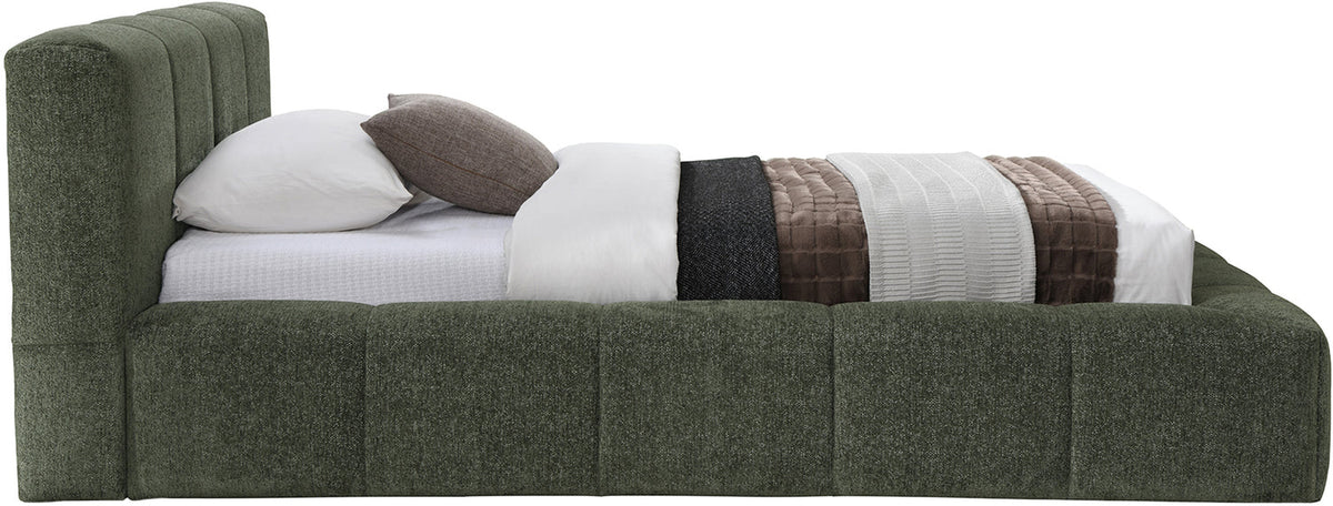Carlin Olive Chenille Fabric Upholstered Bed