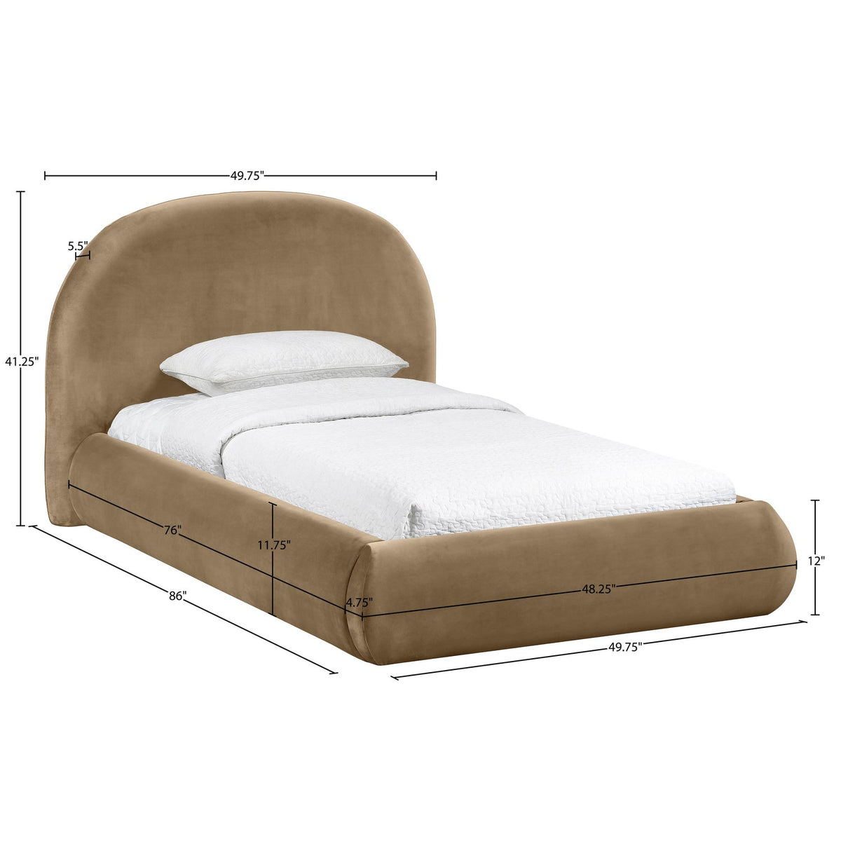 Celine Beige Velvet Upholstered Bed