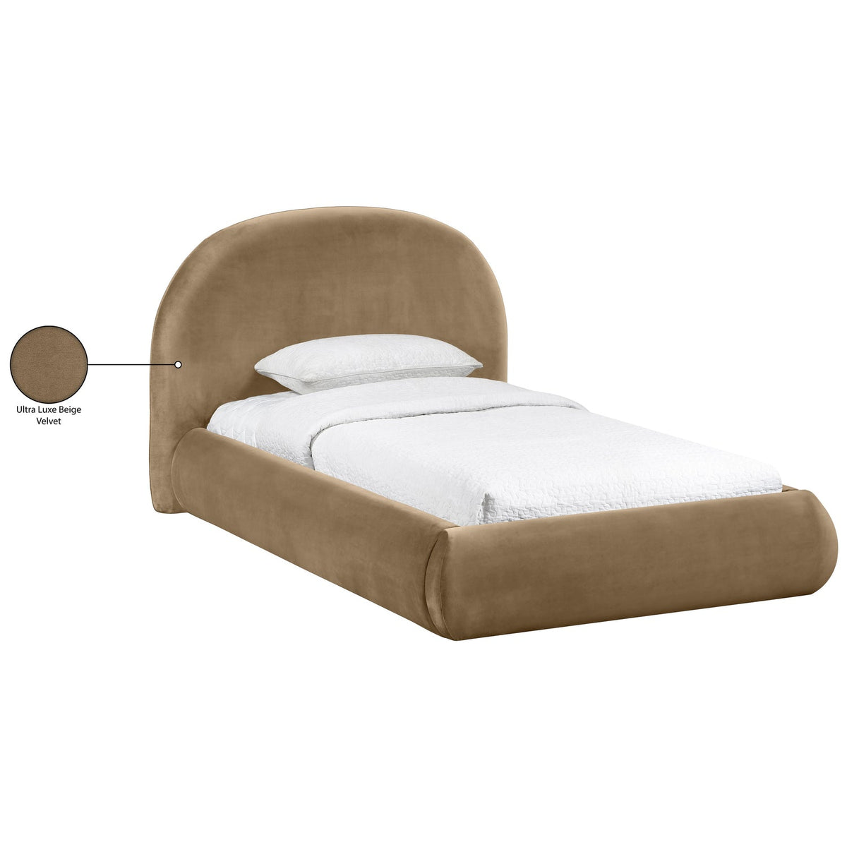 Celine Beige Velvet Upholstered Bed