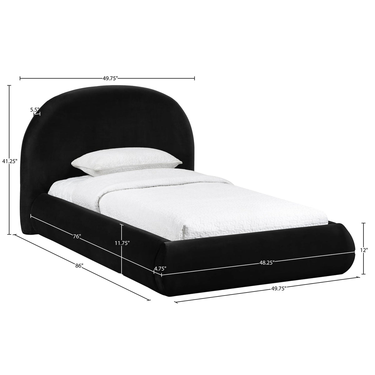 Celine Black Velvet Upholstered Bed