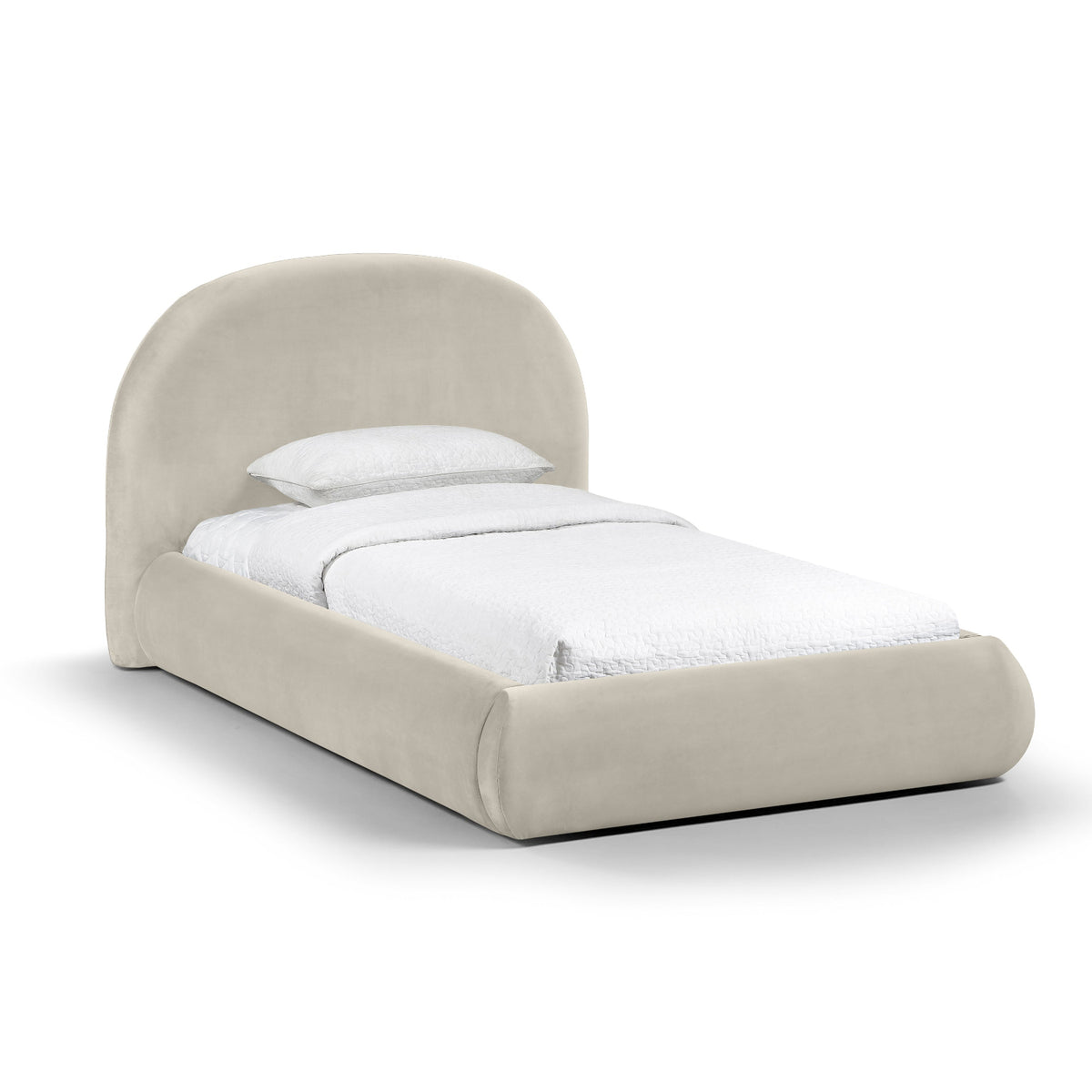 Celine Cream Velvet Upholstered Bed in cream velvet, primary product view