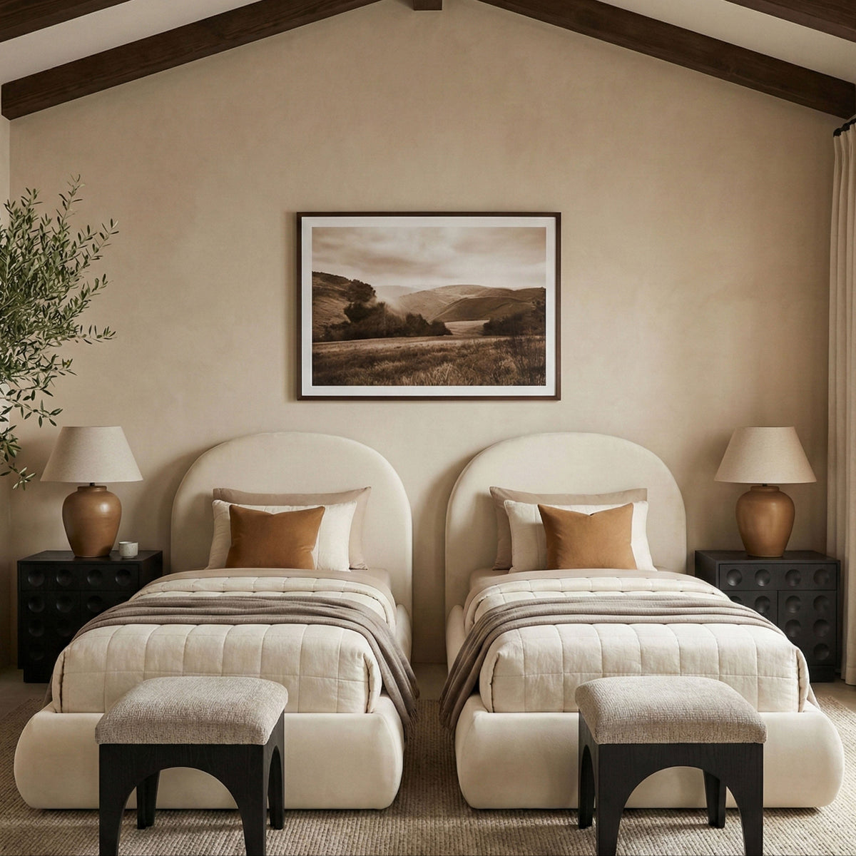 Celine Cream Velvet Upholstered Bed