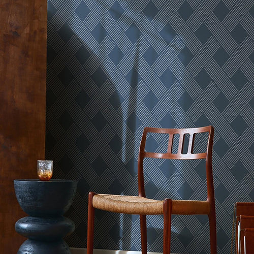 Mitchell Black Lattice Weave Wallpaper